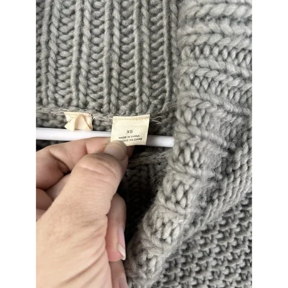 Anthropologie Moth Ribbed Chunky Pullover Turtleneck Sweater fisherman XS - Picture 6 of 10